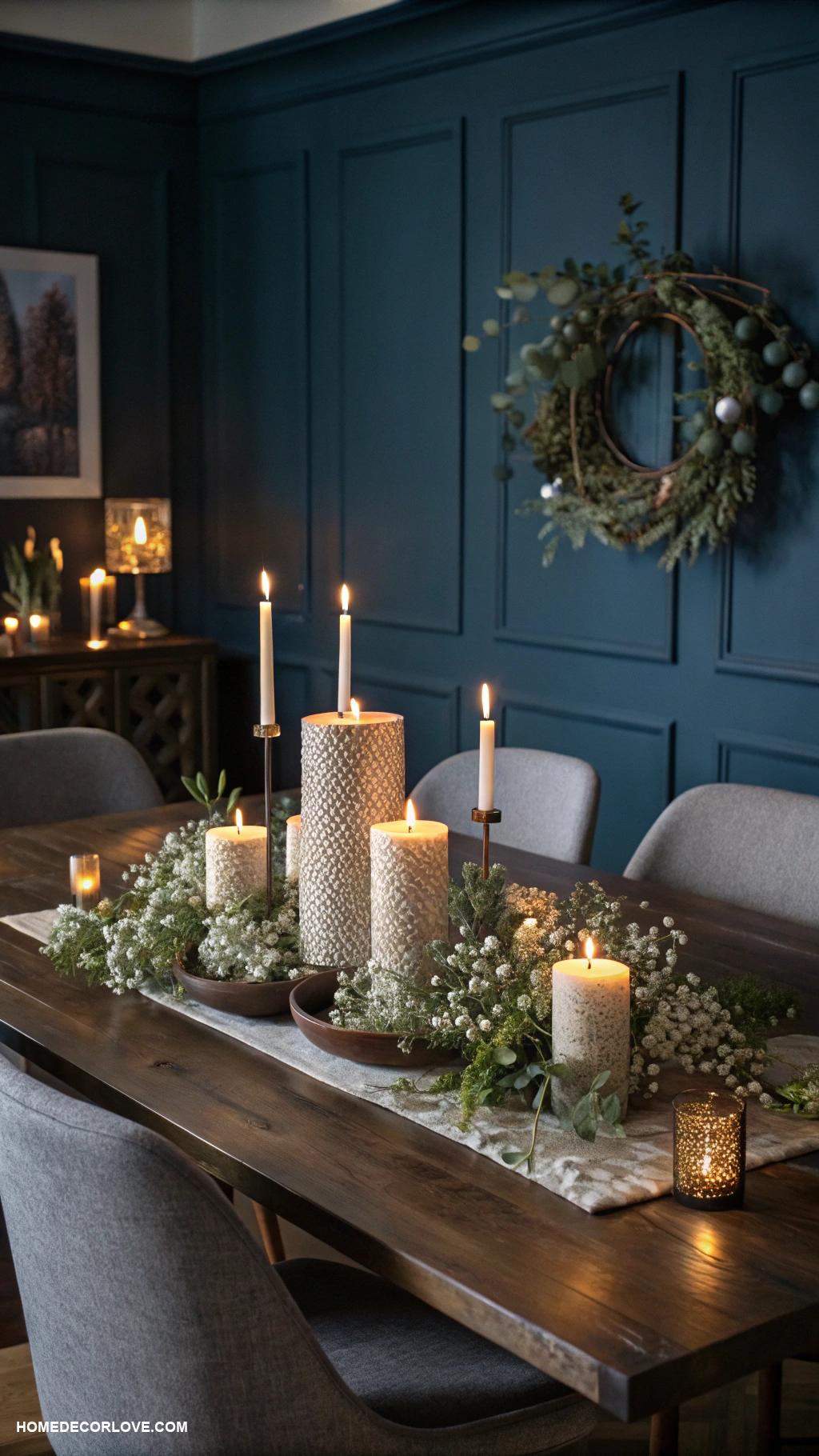 moody dining room Candlelit centerpiece for ambiance