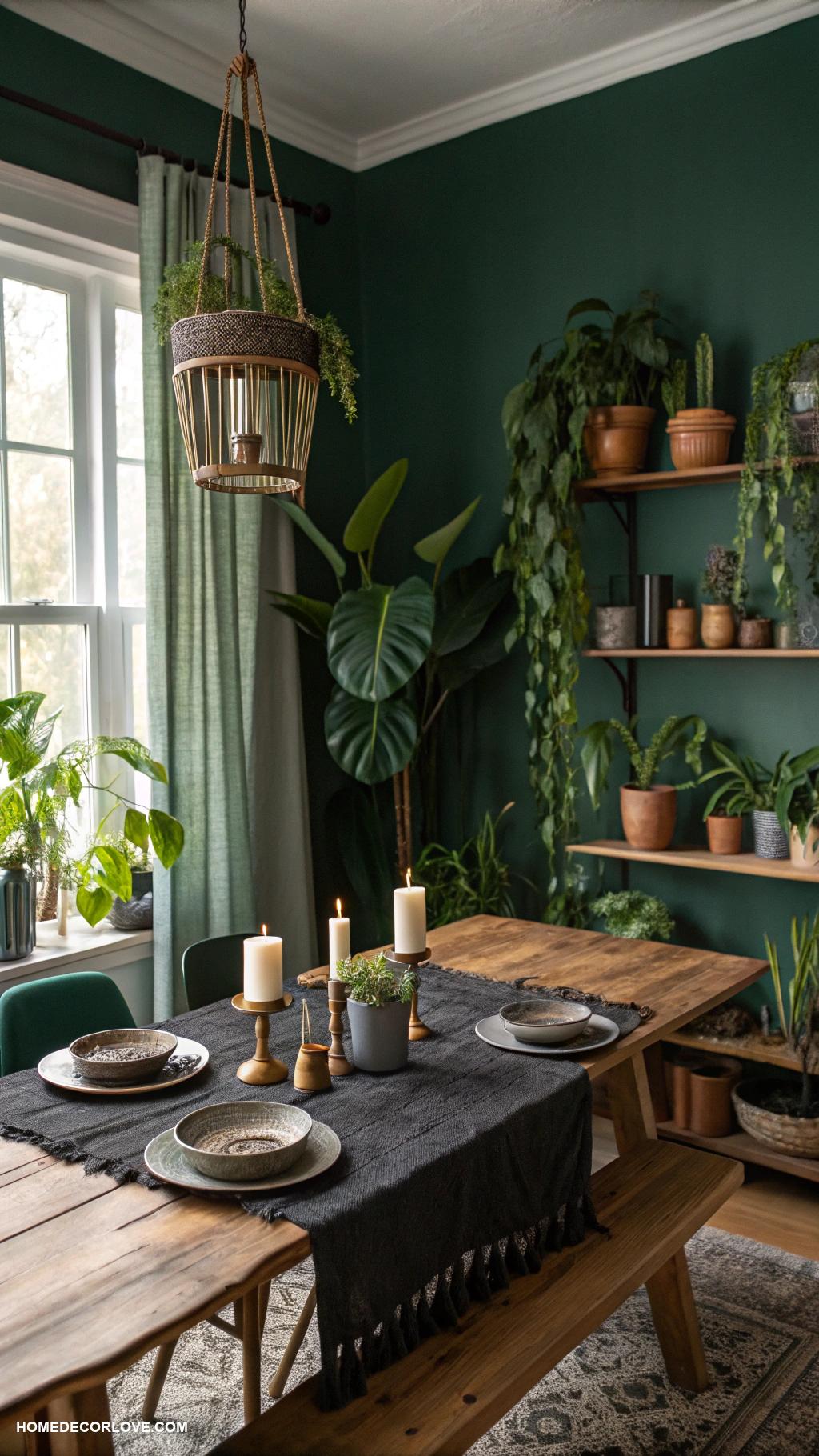 moody dining room Natural elements like potted plants