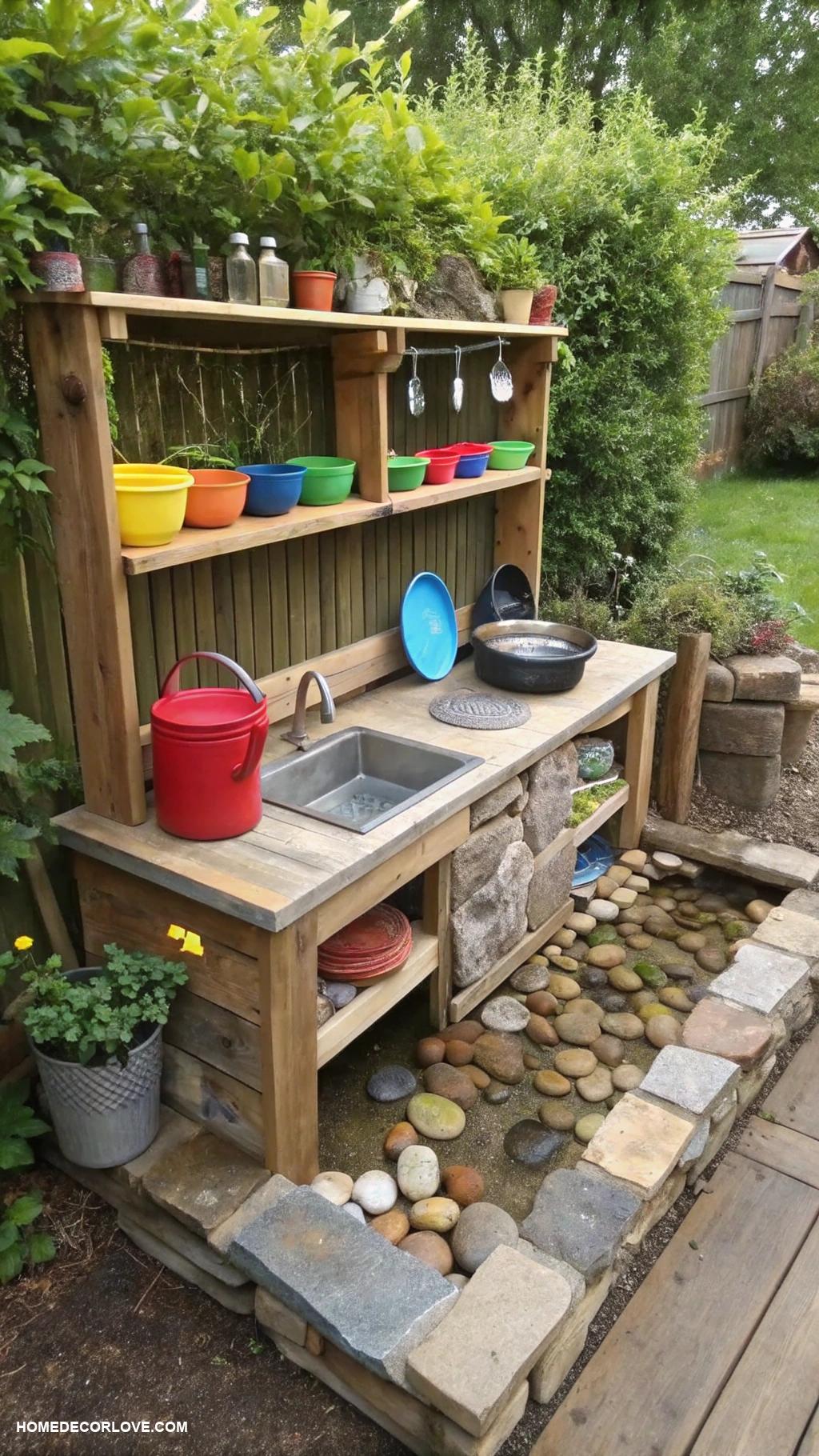 mud kitchen ideas Add a water feature for fun