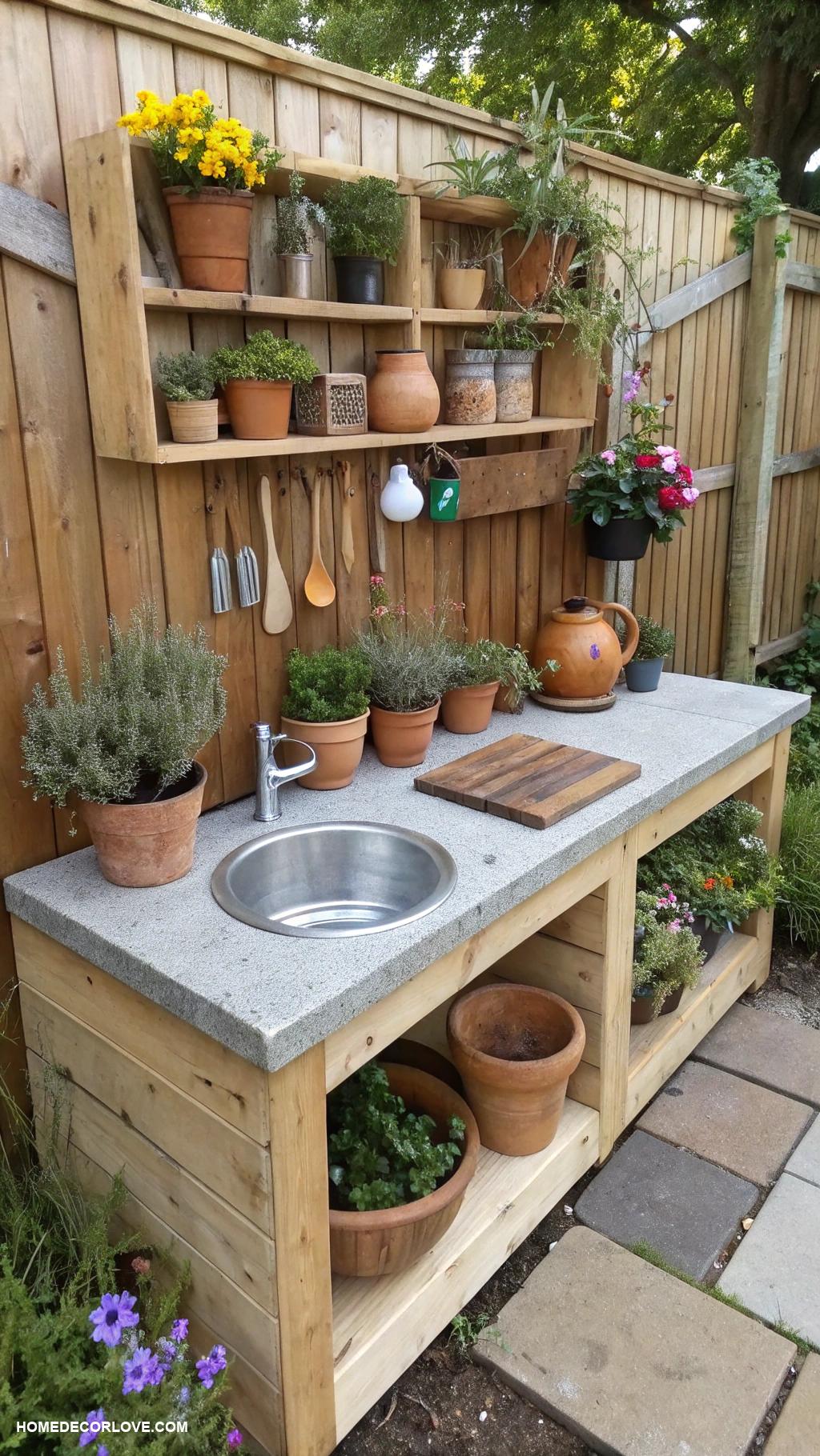 mud kitchen ideas Add herbs for cooking inspiration