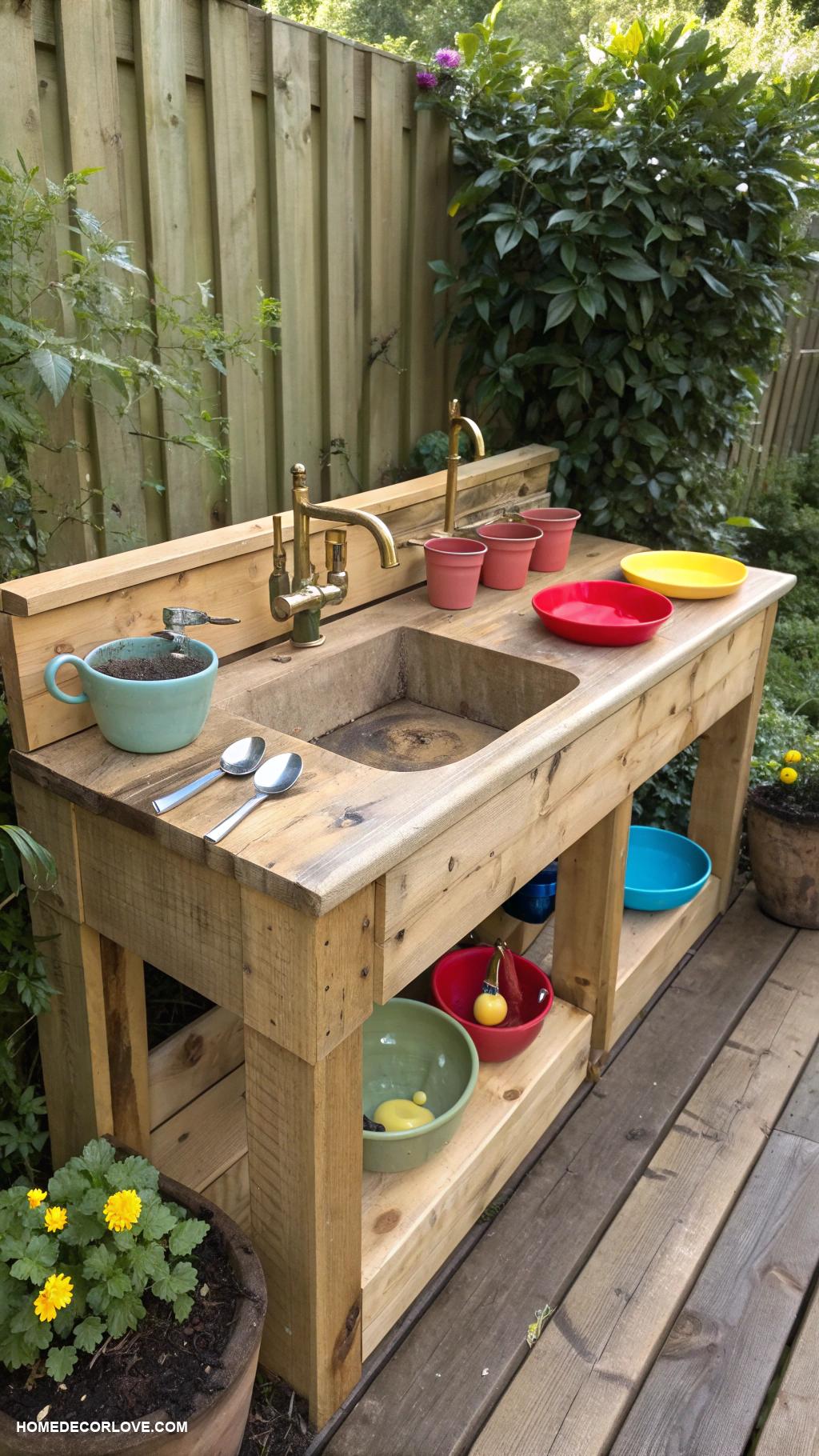 mud kitchen ideas Create an outdoor sink using wood
