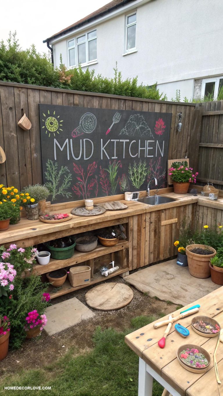 mud kitchen ideas Install a chalkboard for recipes