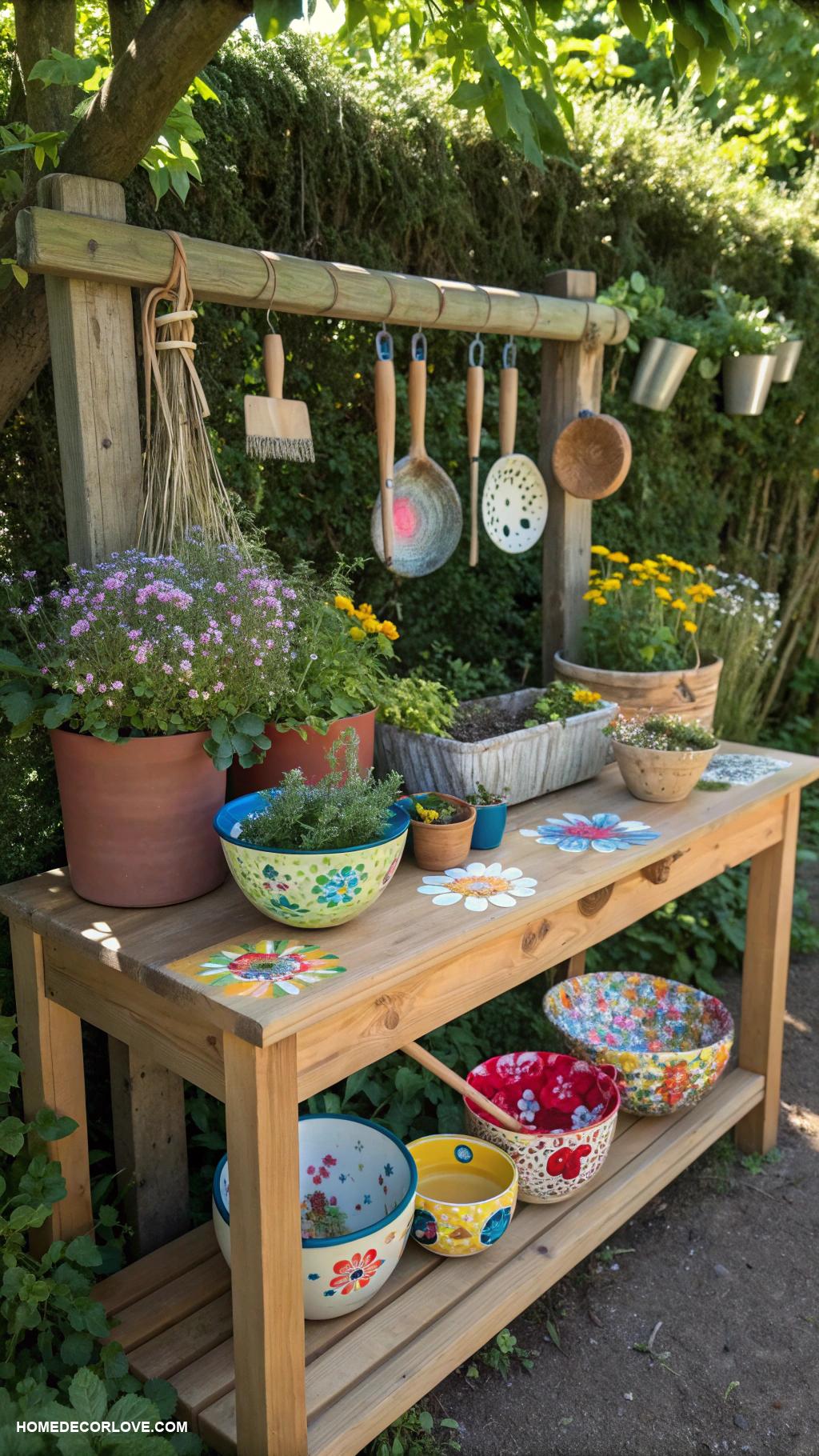 mud kitchen ideas Make natural brushes from twigs