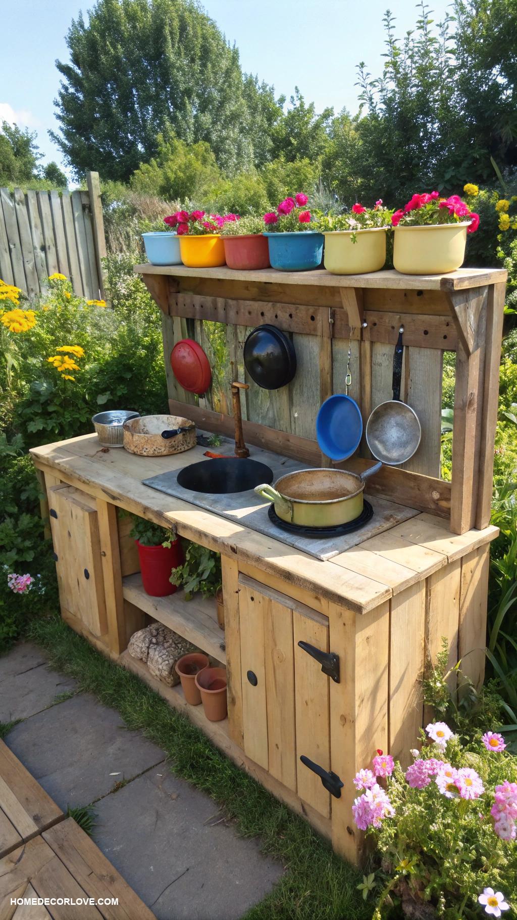 mud kitchen ideas Repurpose old pots and pans
