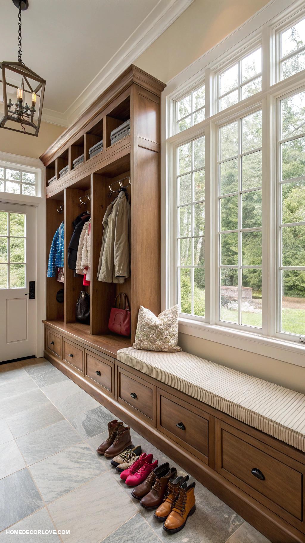 mudroom ideas Built in shoe racks for easy access