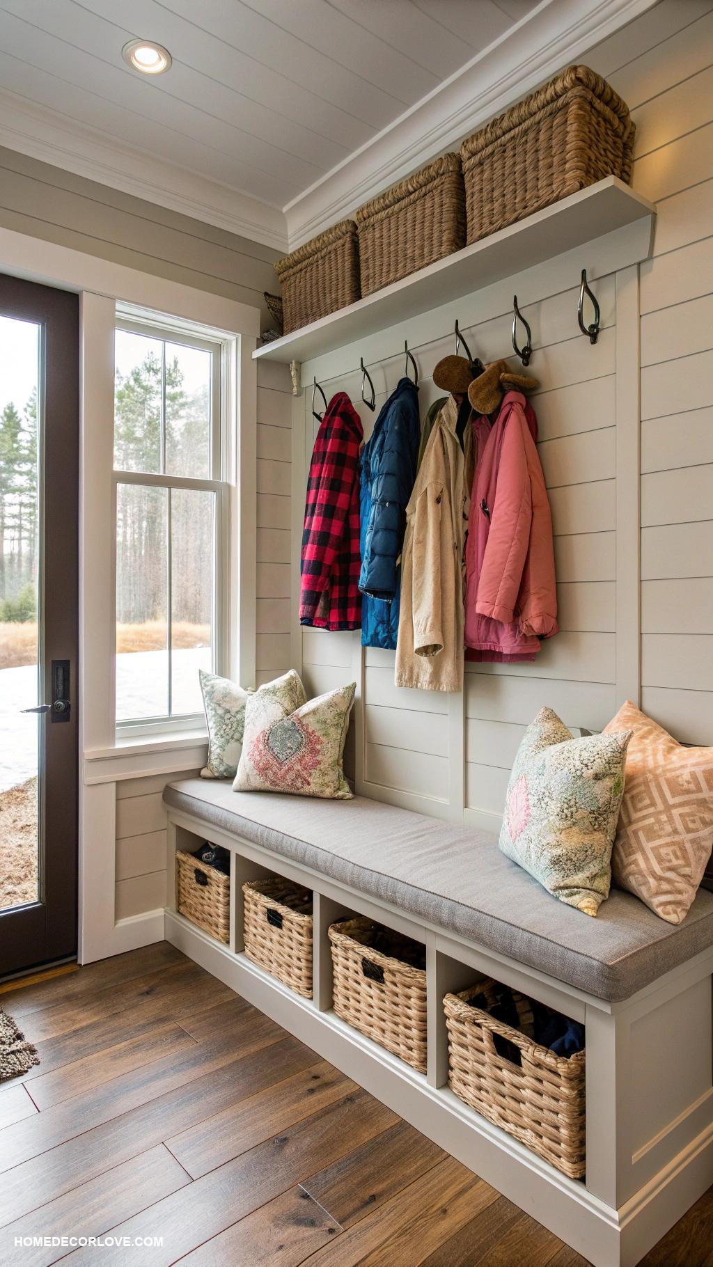 mudroom ideas Cozy bench with storage underneath