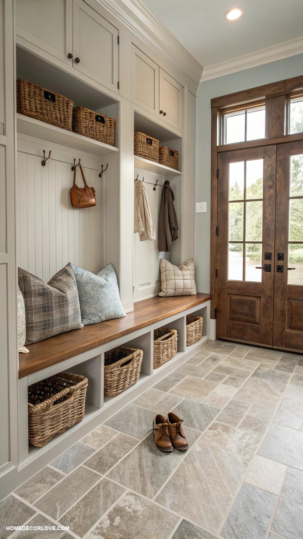 mudroom ideas Durable flooring for high traffic areas
