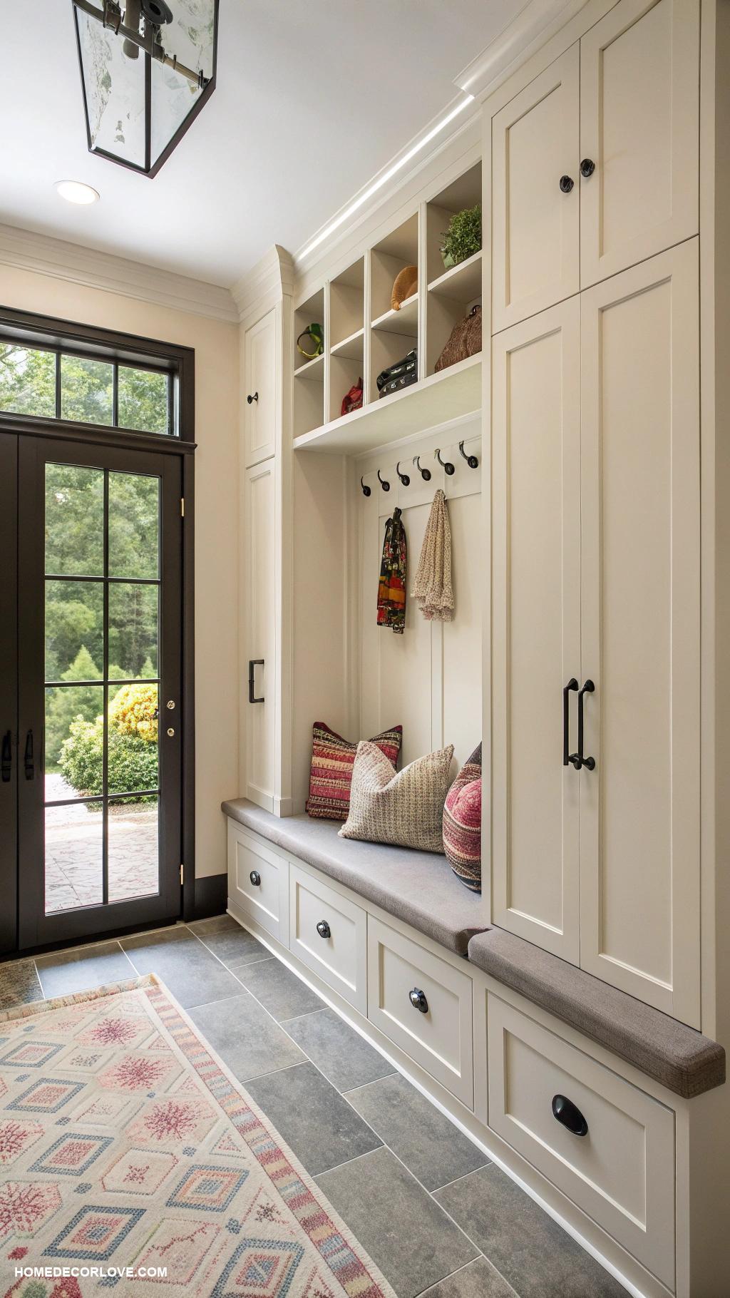 mudroom ideas Floor to ceiling cabinets for organization