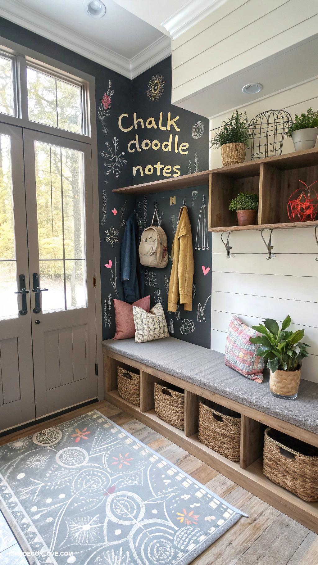 mudroom ideas Mudroom with a chalkboard wall