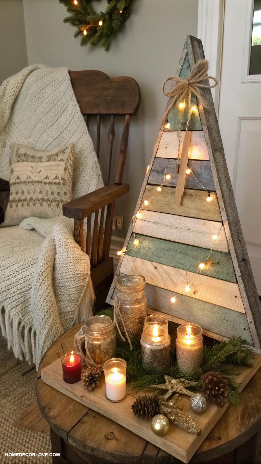 rustic christmas decor Reclaimed wood Christmas tree centerpiece