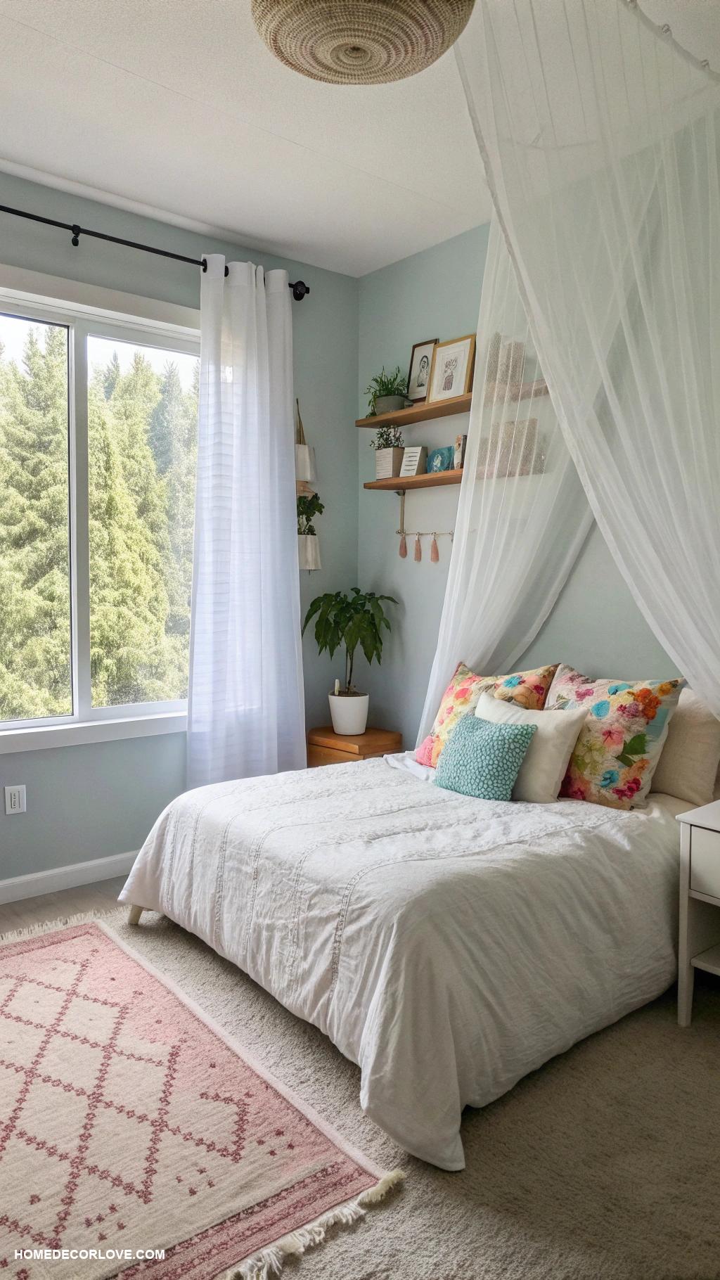 small bedroom ideas Choose sheer curtains for natural light