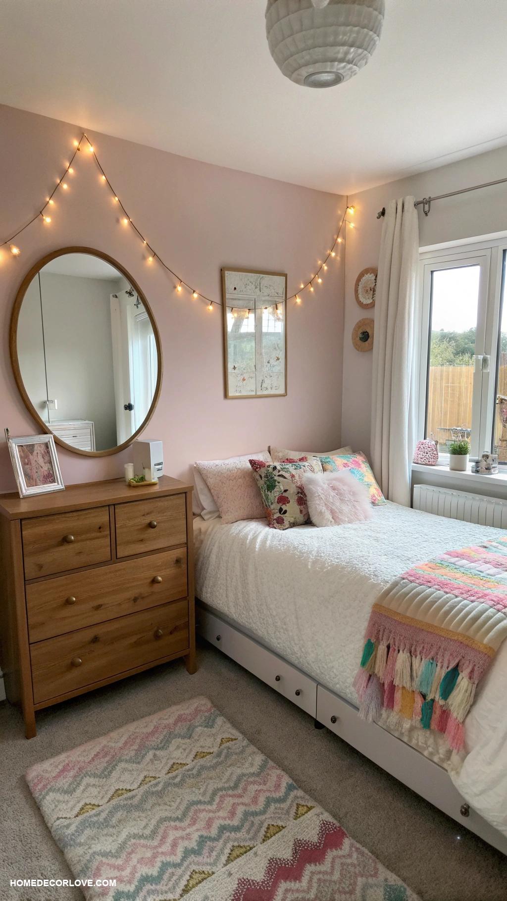 small bedroom ideas Hang mirrors to reflect light and space