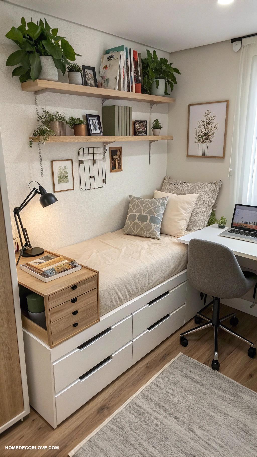 small bedroom ideas Incorporate multi functional furniture for space saving