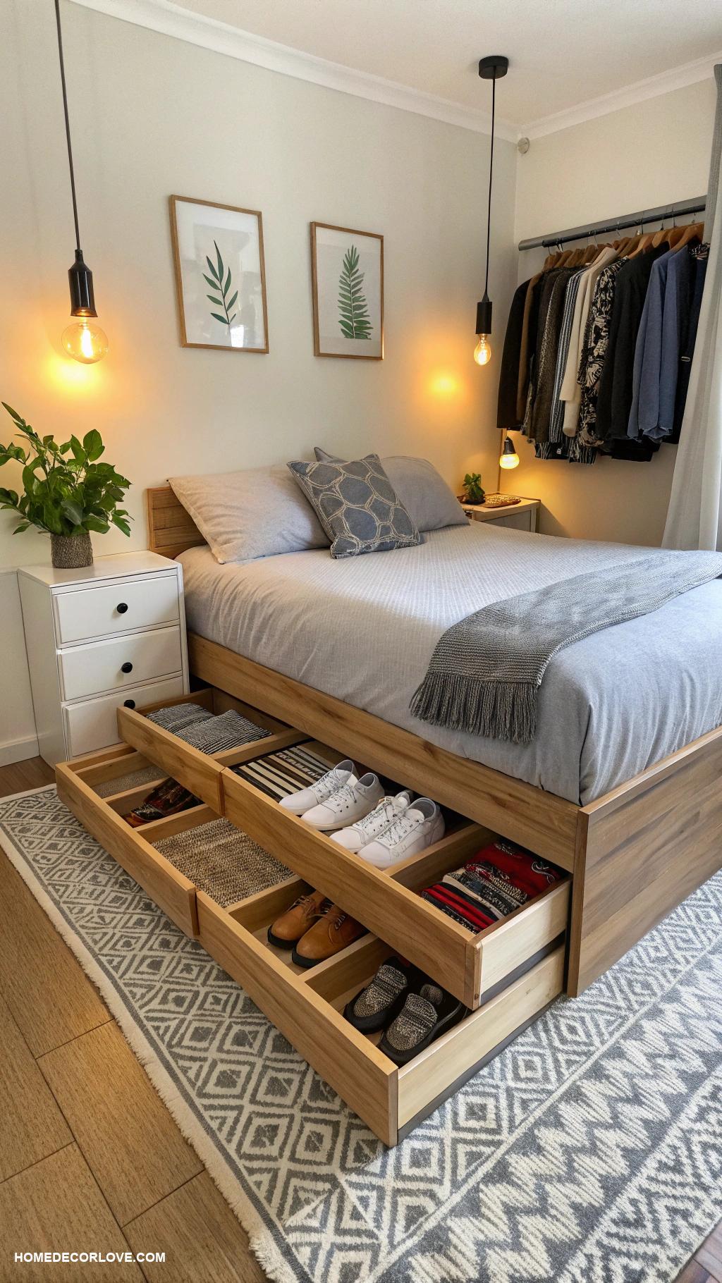 small bedroom ideas Utilize underbed storage for hidden organization