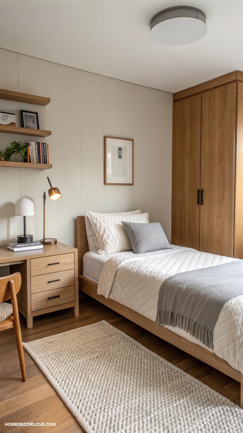 teen boy bedroom Minimalist approach with neutral tones