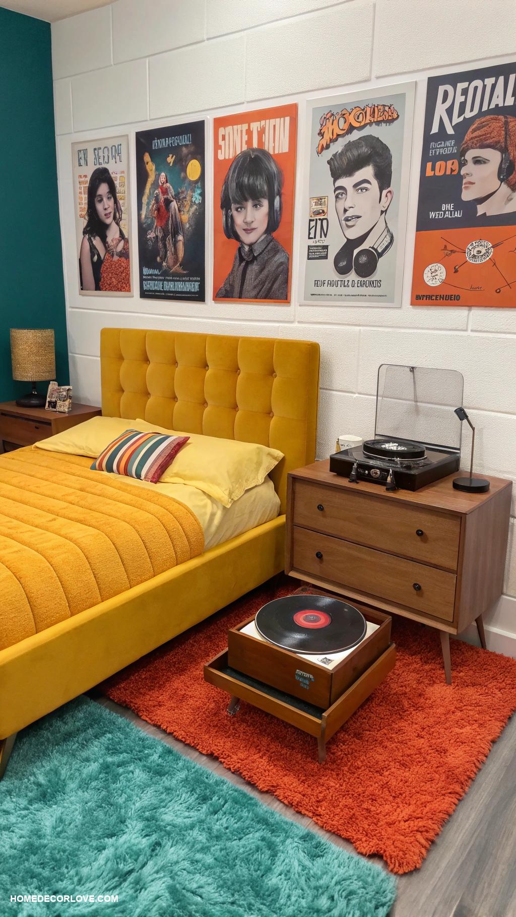 teen boy bedroom Retro style with vintage posters