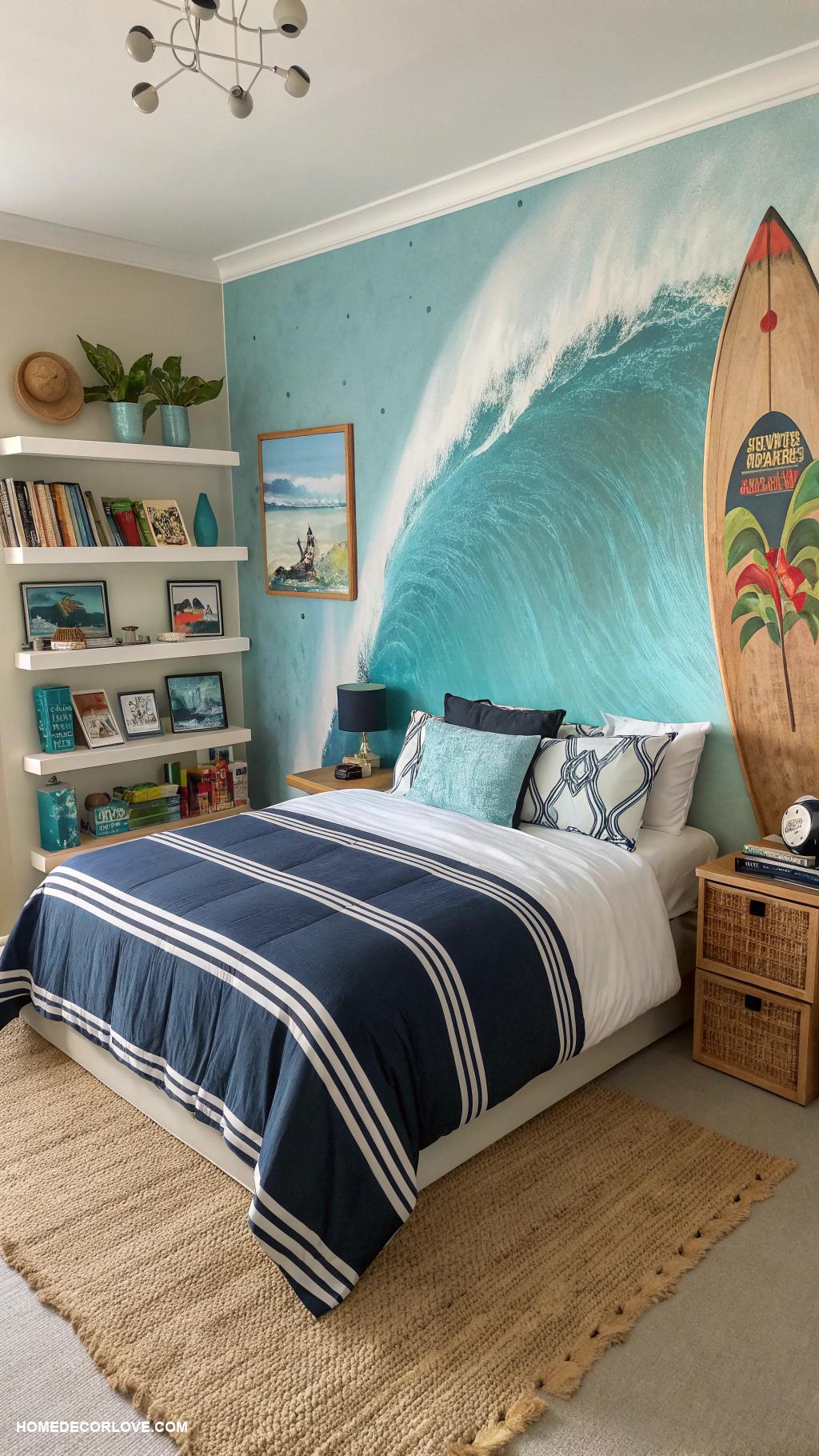 teen boy bedroom Surf inspired beach aesthetic
