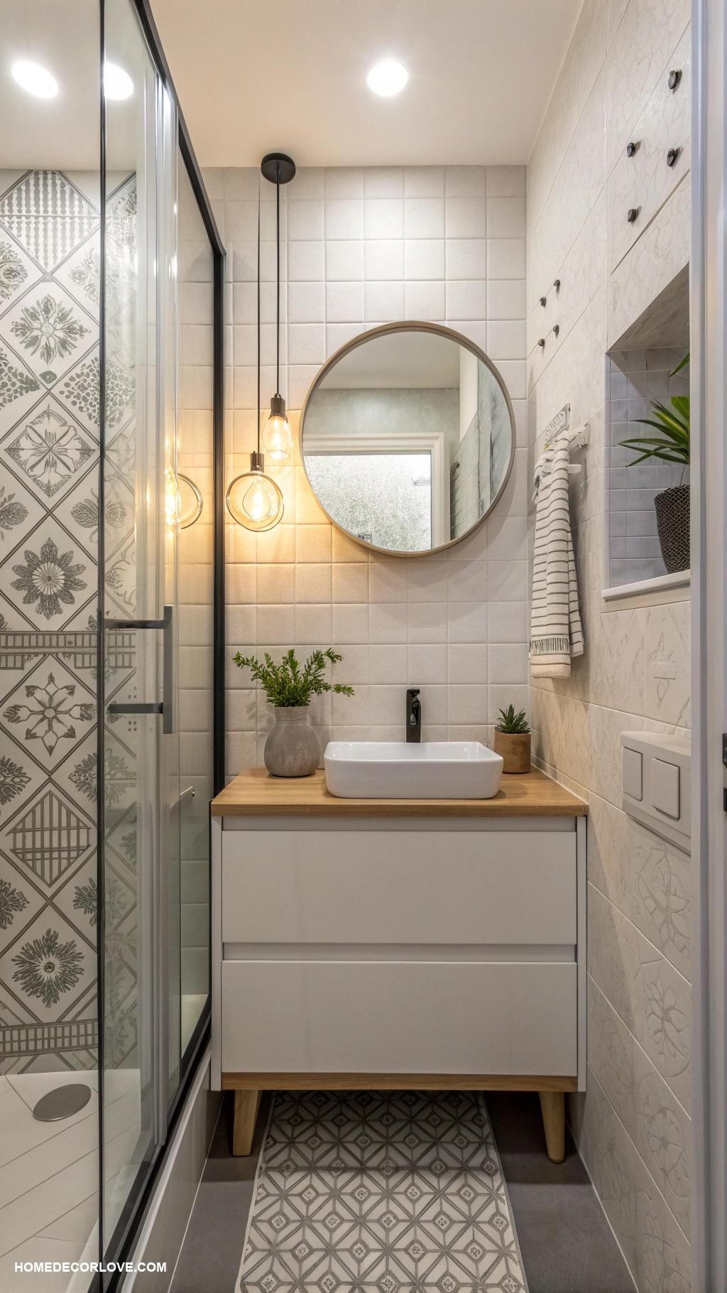 tiny bathroom ideas Add a small plant for freshness