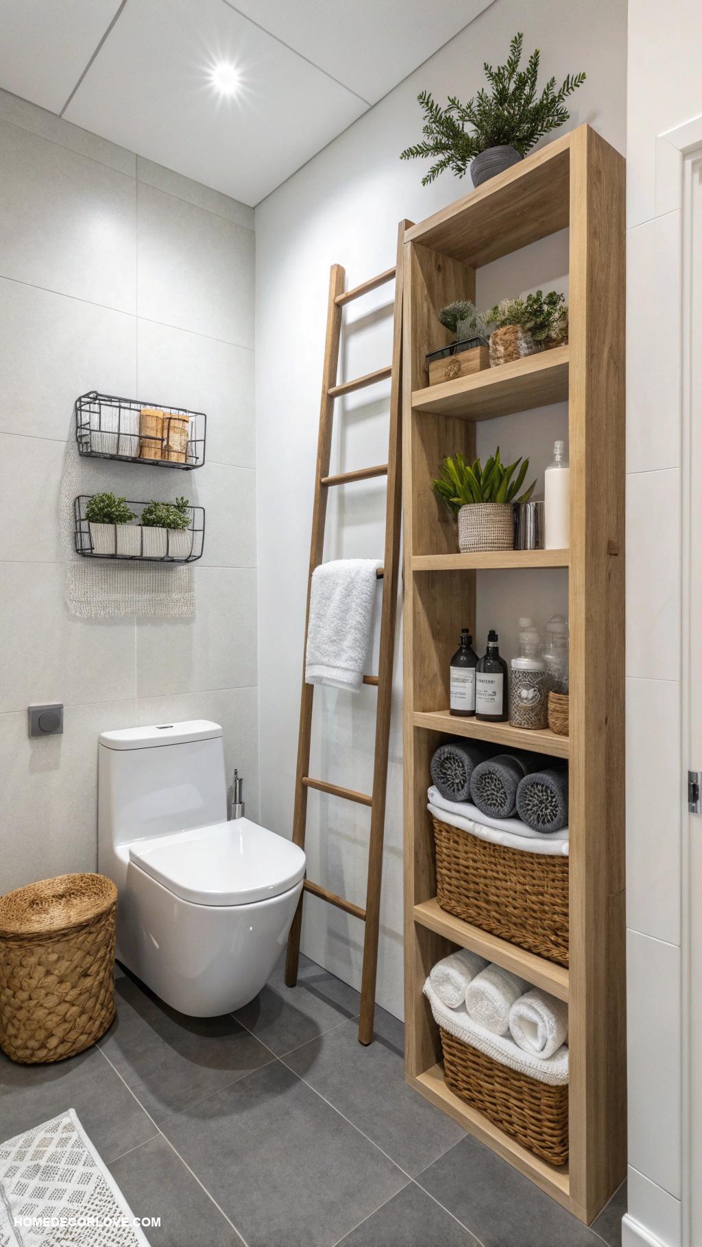 tiny bathroom ideas Install vertical storage solutions