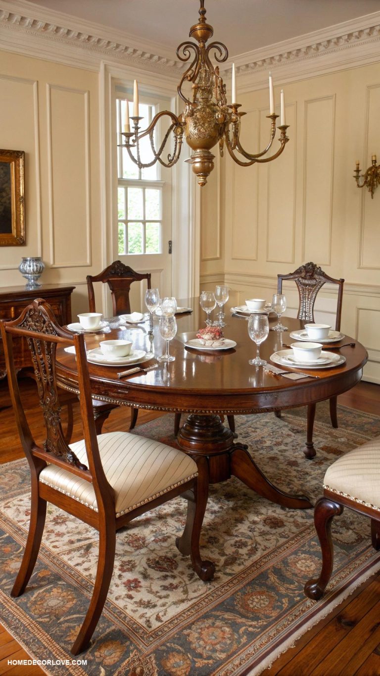 vintage dining room Colonial style pedestal dining table