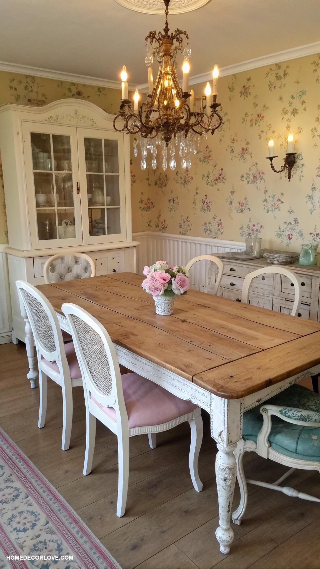 vintage dining room Shabby chic distressed white dining furniture