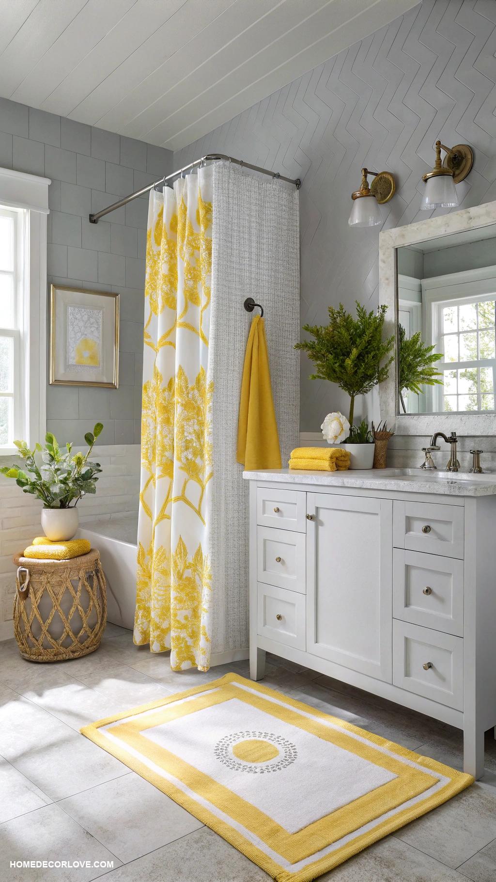 bathroom color schemes Pale gray with bright yellow
