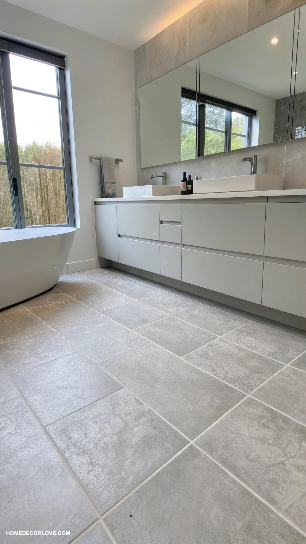 bathroom floor tile ideas Large format tiles for minimalist look