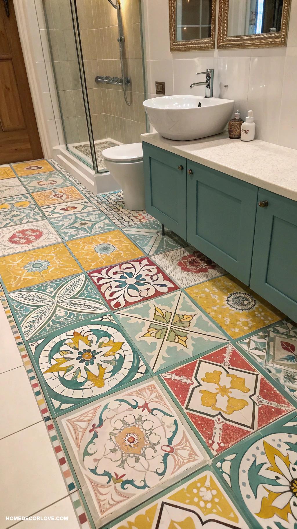 bathroom floor tile ideas Patterned tiles for artistic flair