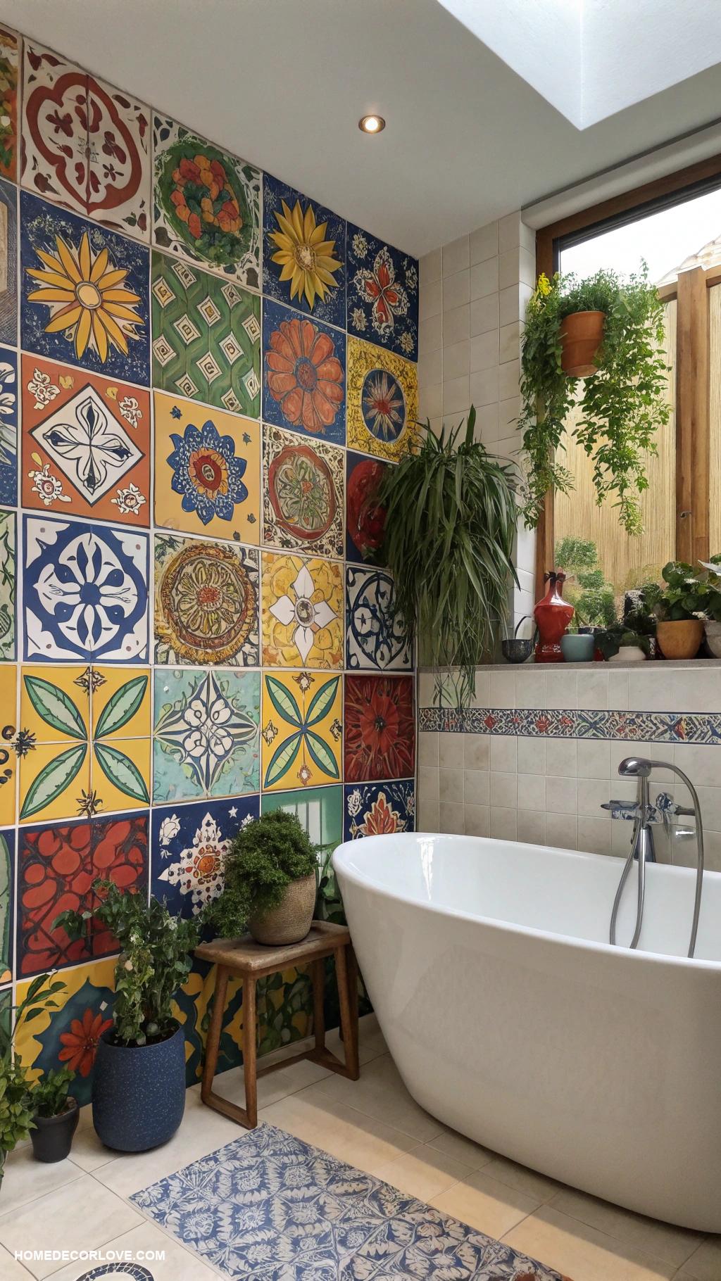 bathroom wall decor ideas Colorful ceramic tiles