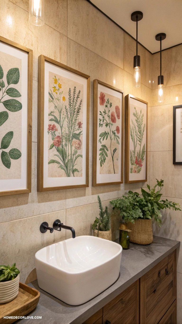 bathroom wall decor ideas Framed botanical prints