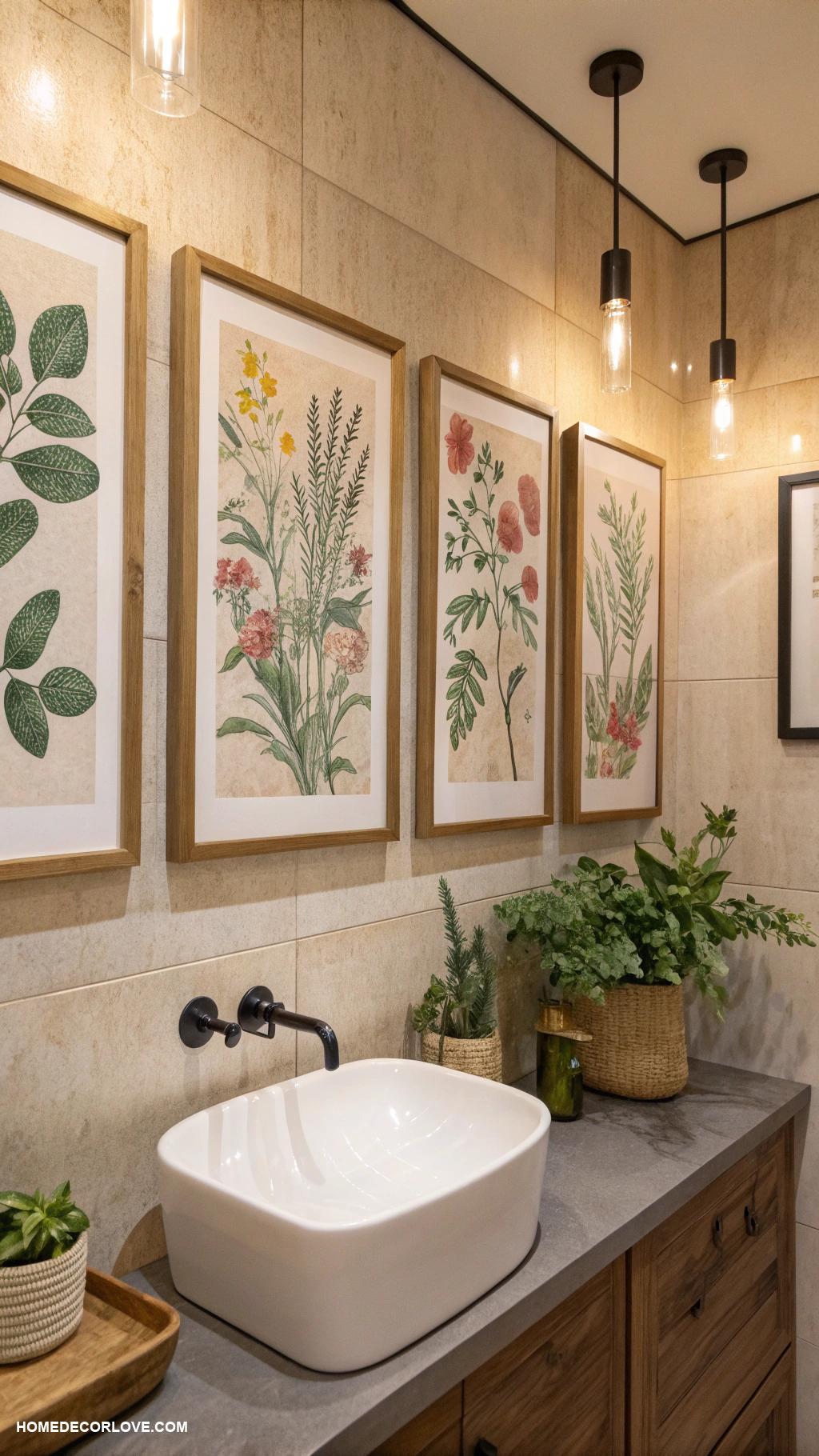 bathroom wall decor ideas Framed botanical prints