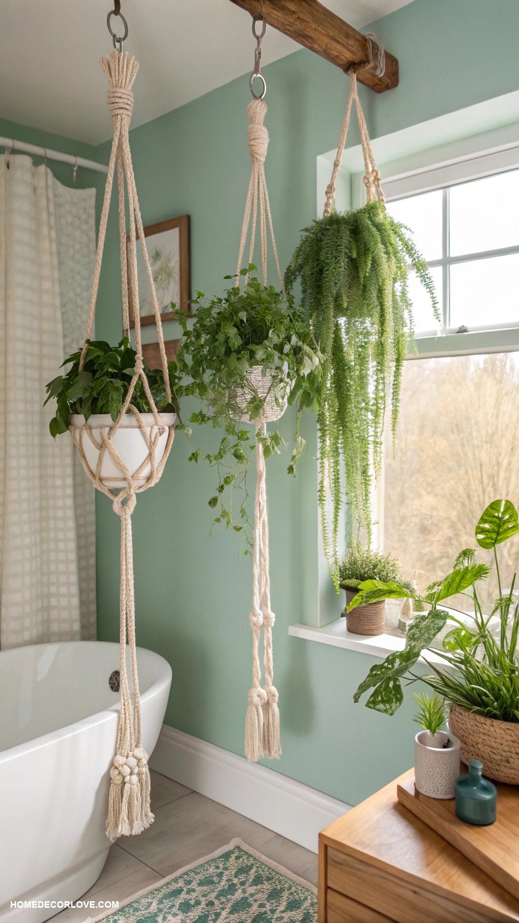 bathroom wall decor ideas Hanging macrame planters