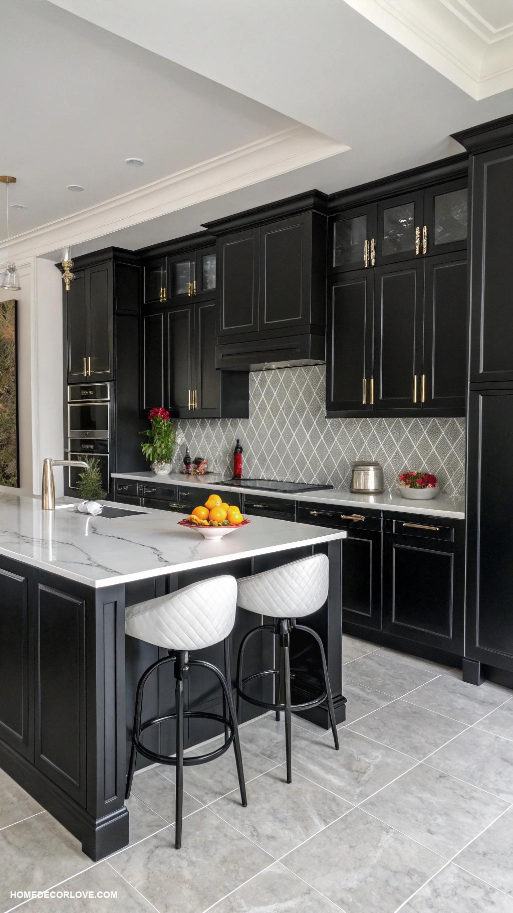 black kitchen cabinets High gloss black cabinets for contemporary appeal