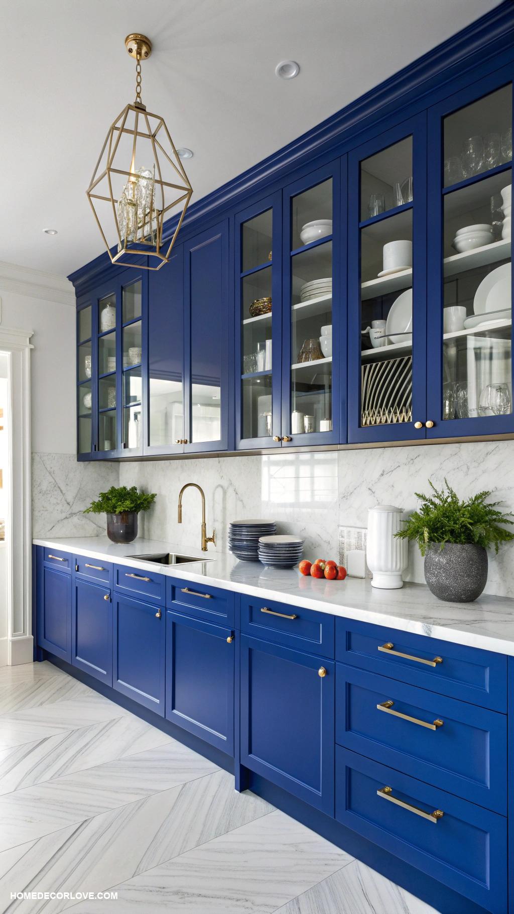 blue kitchen cabinets Bold cobalt cabinets for dramatic effect