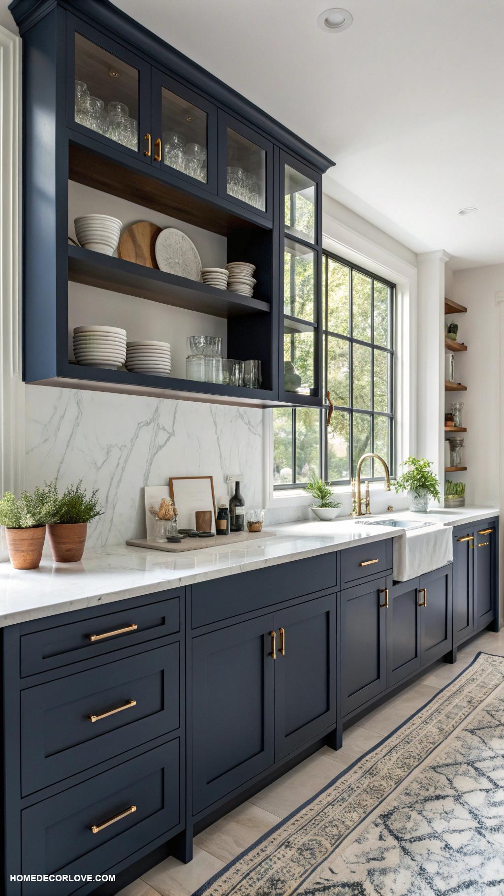 blue kitchen cabinets Navy blue shaker style cabinets