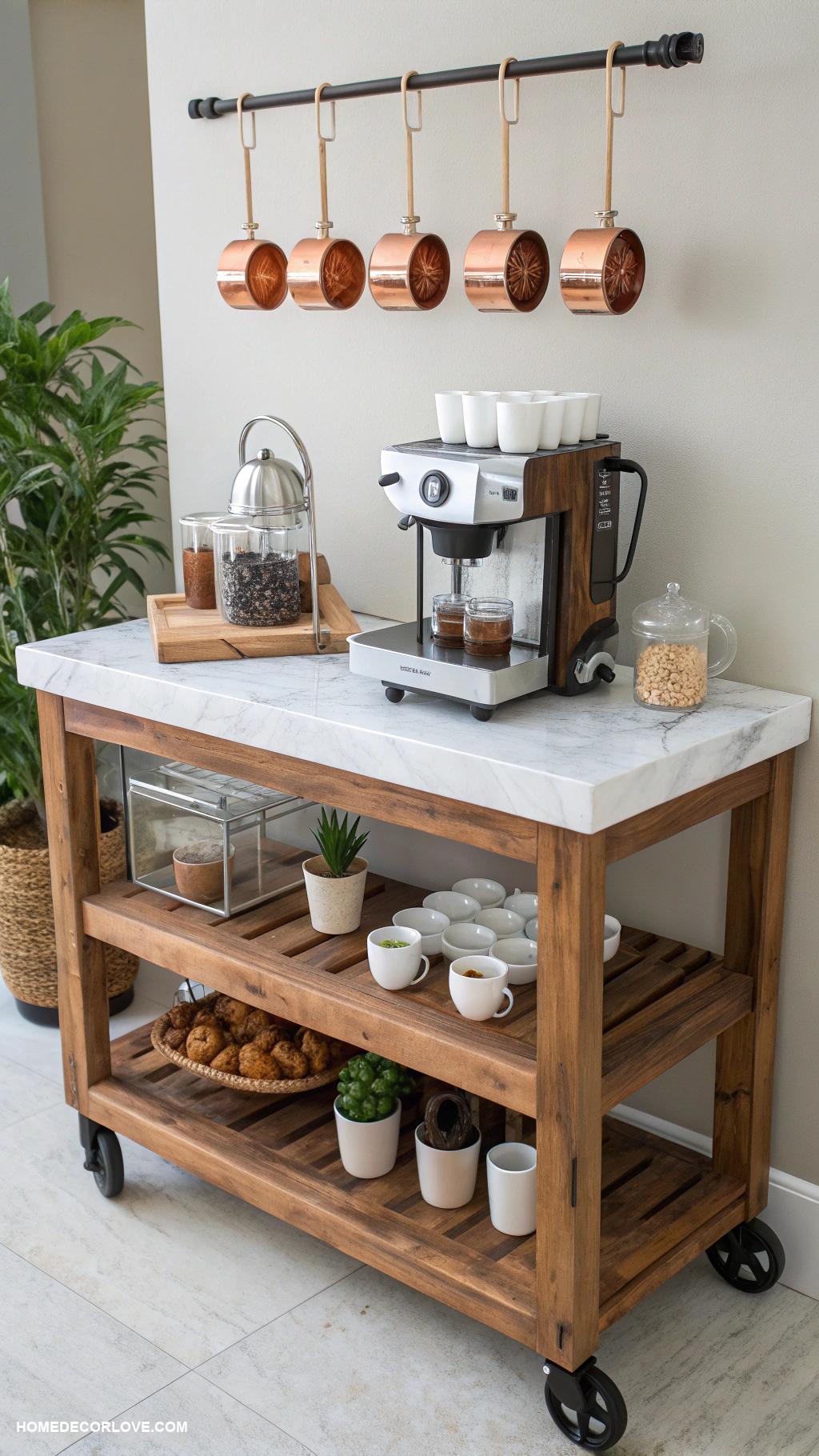 coffee bar ideas Coffee cart on wheels for mobility