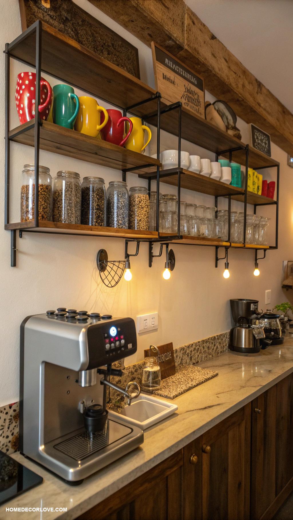 coffee bar ideas Hanging mugs for space saving