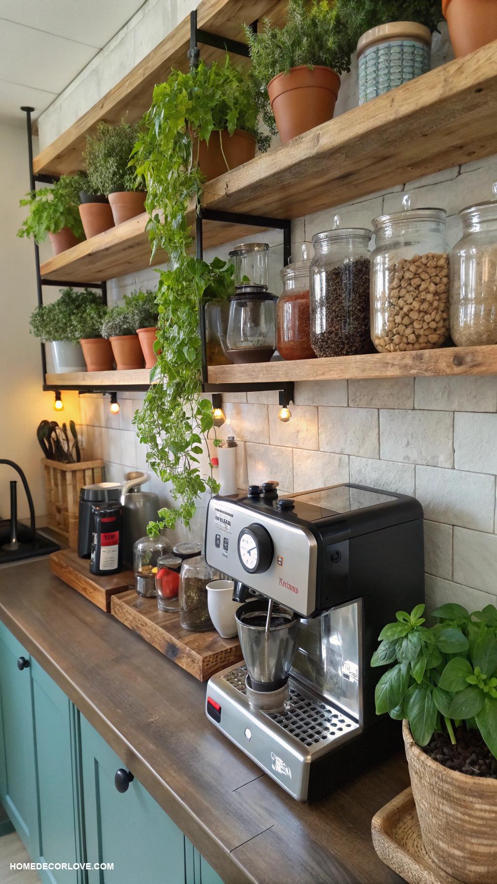 coffee bar ideas Potted herbs for fresh coffee flavors