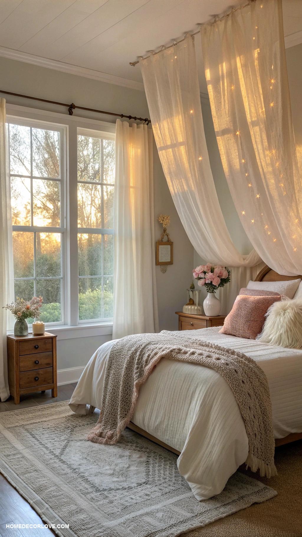 cozy bedroom aesthetic Curtains that filter light