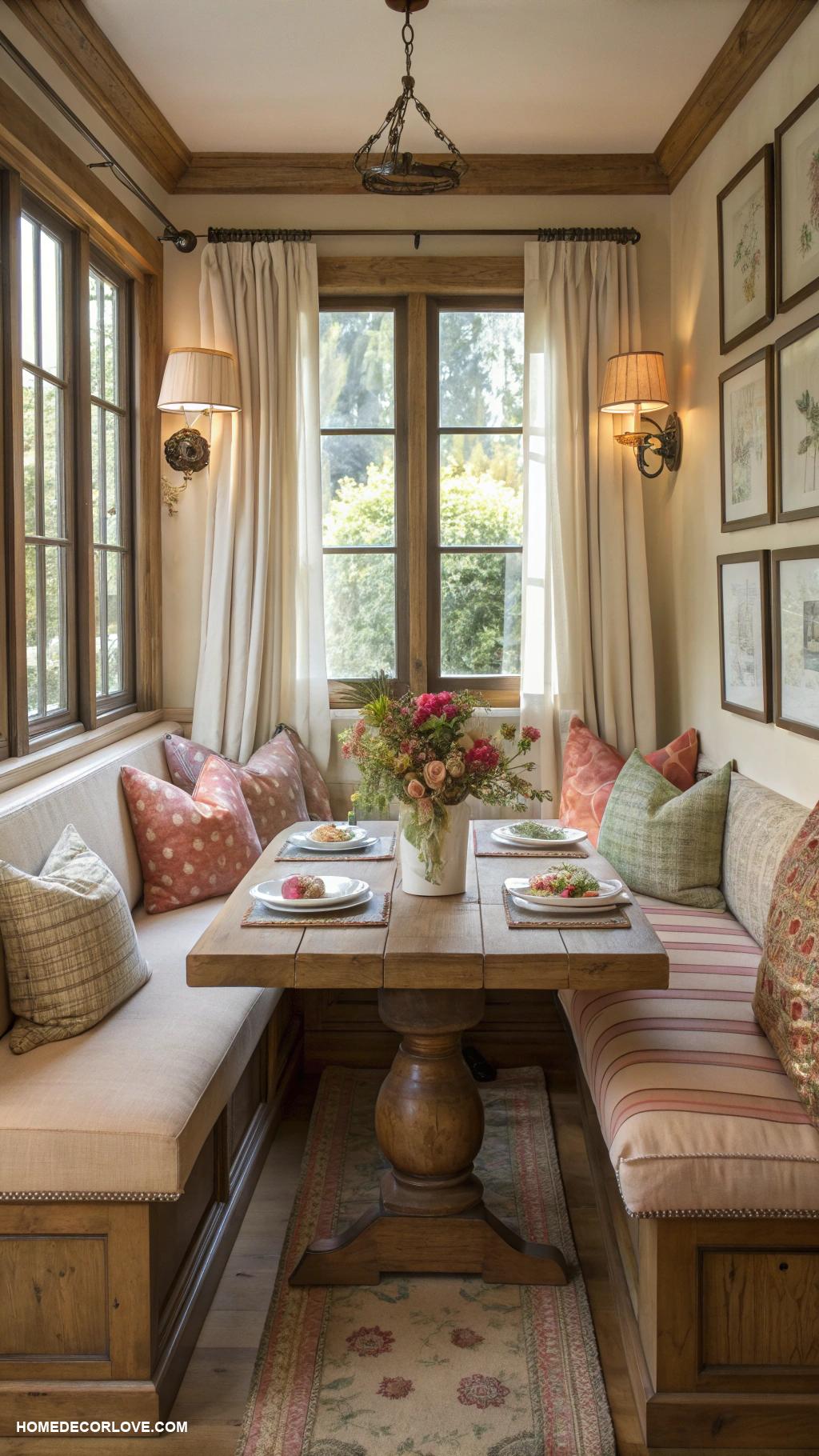 dining room inspo Cozy nook with cushioned bench seating