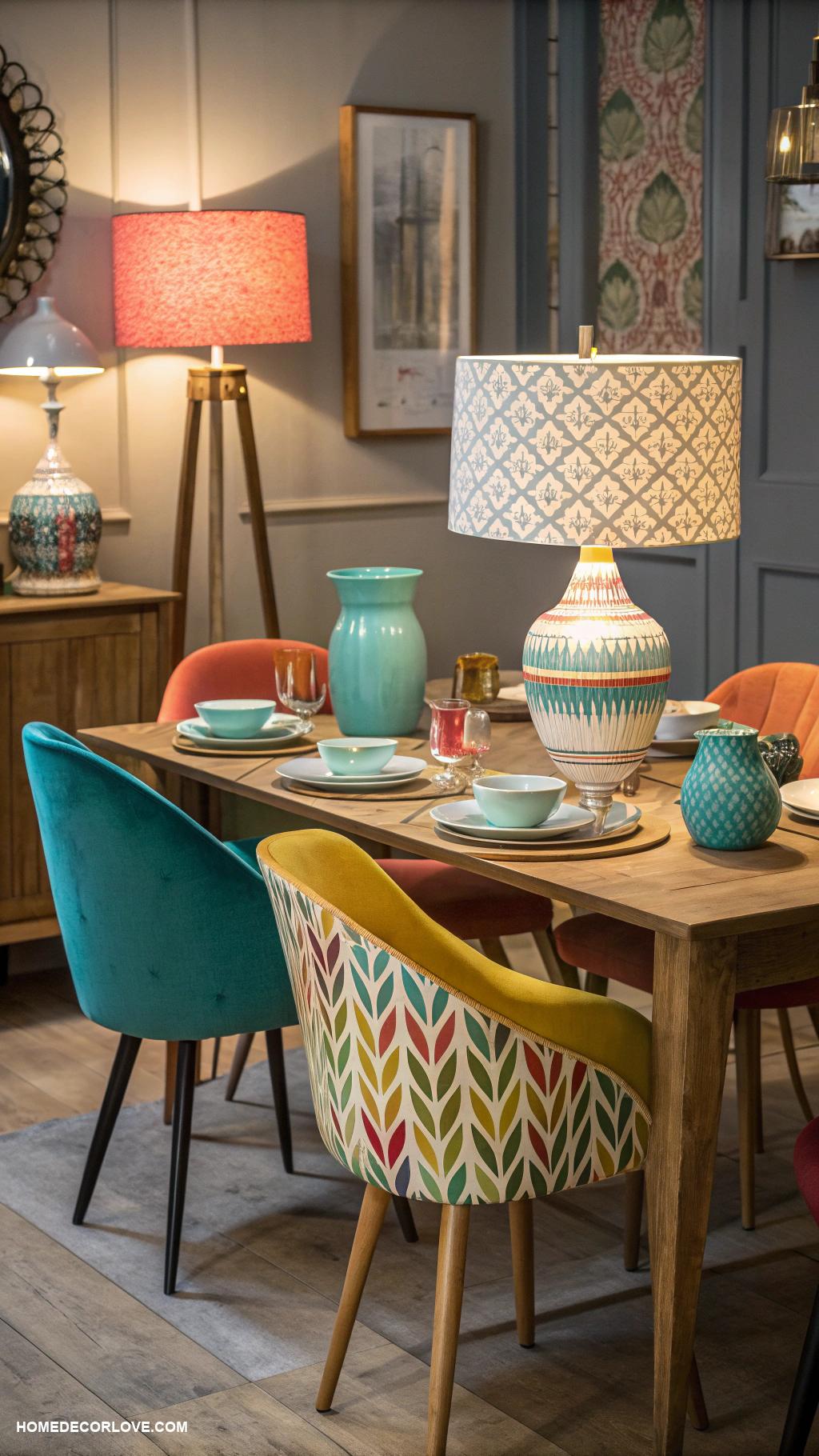 dining room lighting ideas Colorful table lamps for playful touch