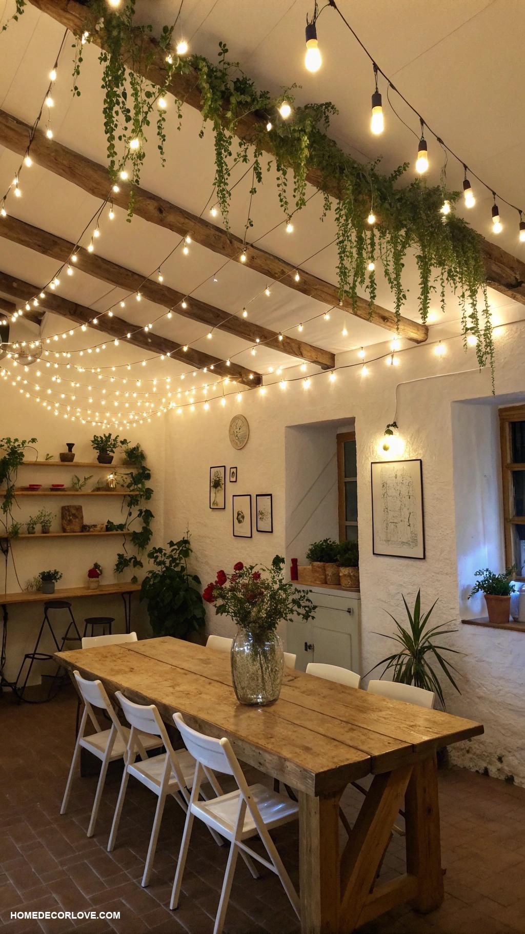 dining room lighting ideas String lights for casual vibe