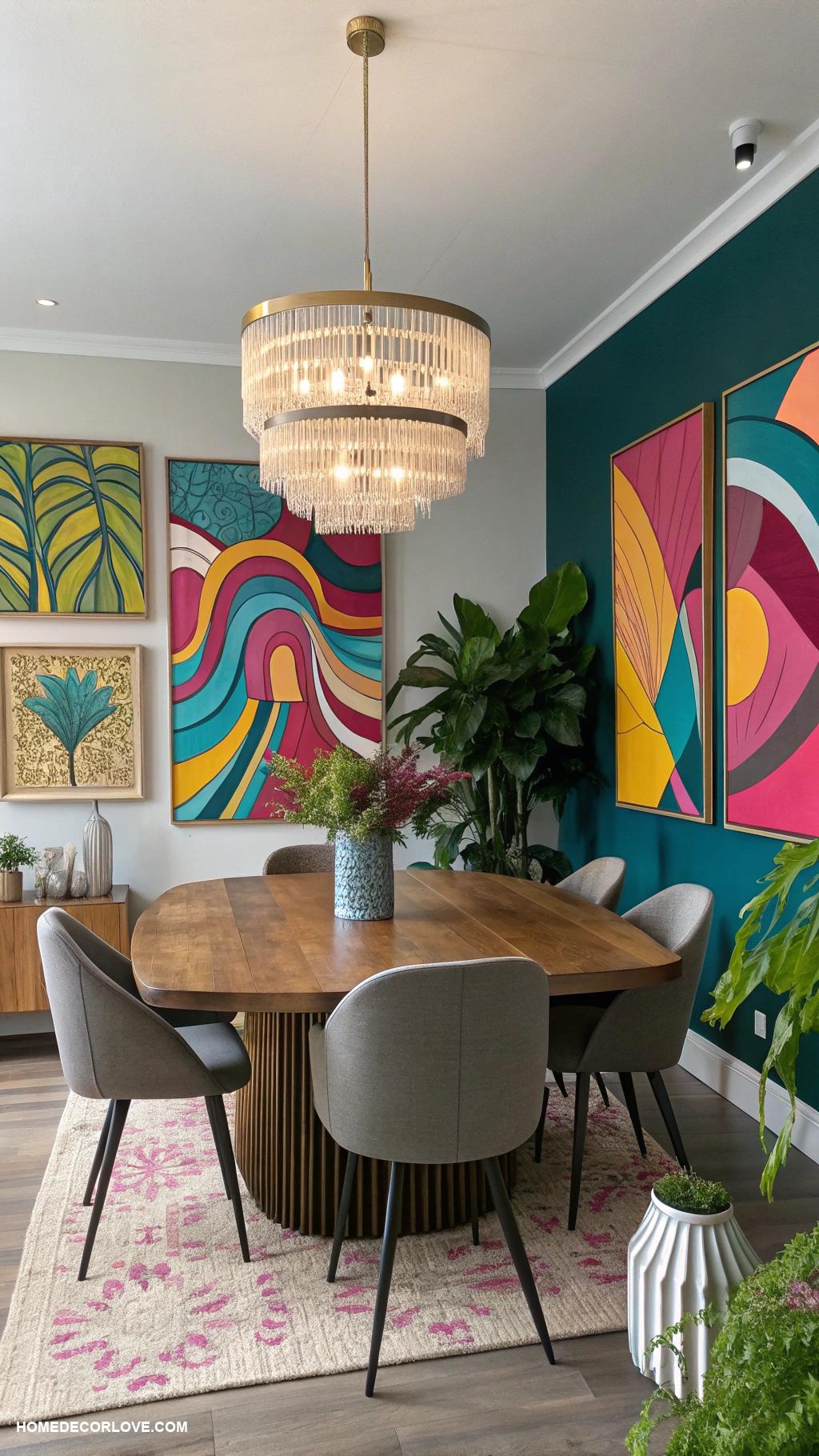 dining room wall decor ideas Colorful abstract art piece