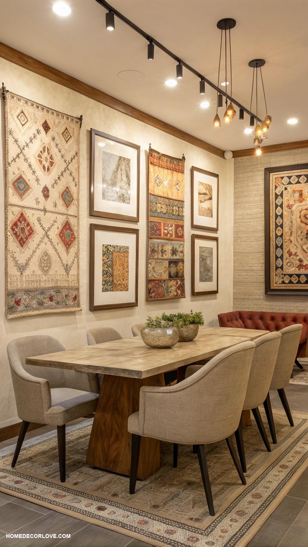 dining room wall decor ideas Framed textile art for texture