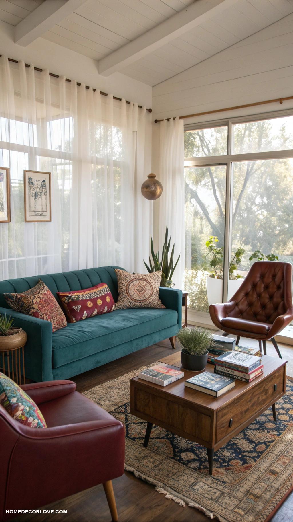 eclectic living room Eclectic mix of vintage and modern furniture