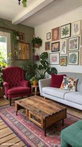 eclectic living room Incorporate plants for natural freshness