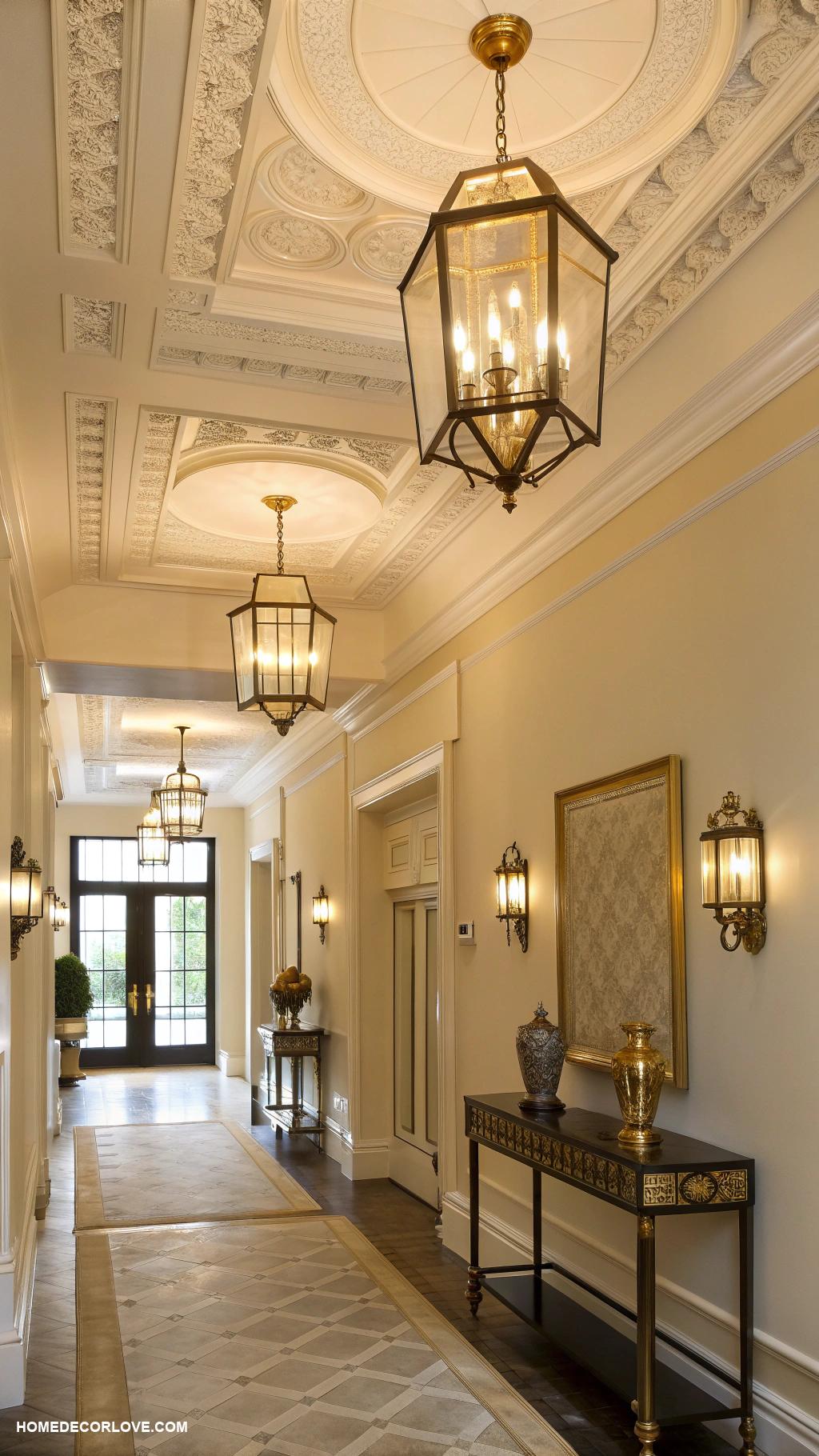 entryway lighting ideas Flush mount lights in polished brass finish
