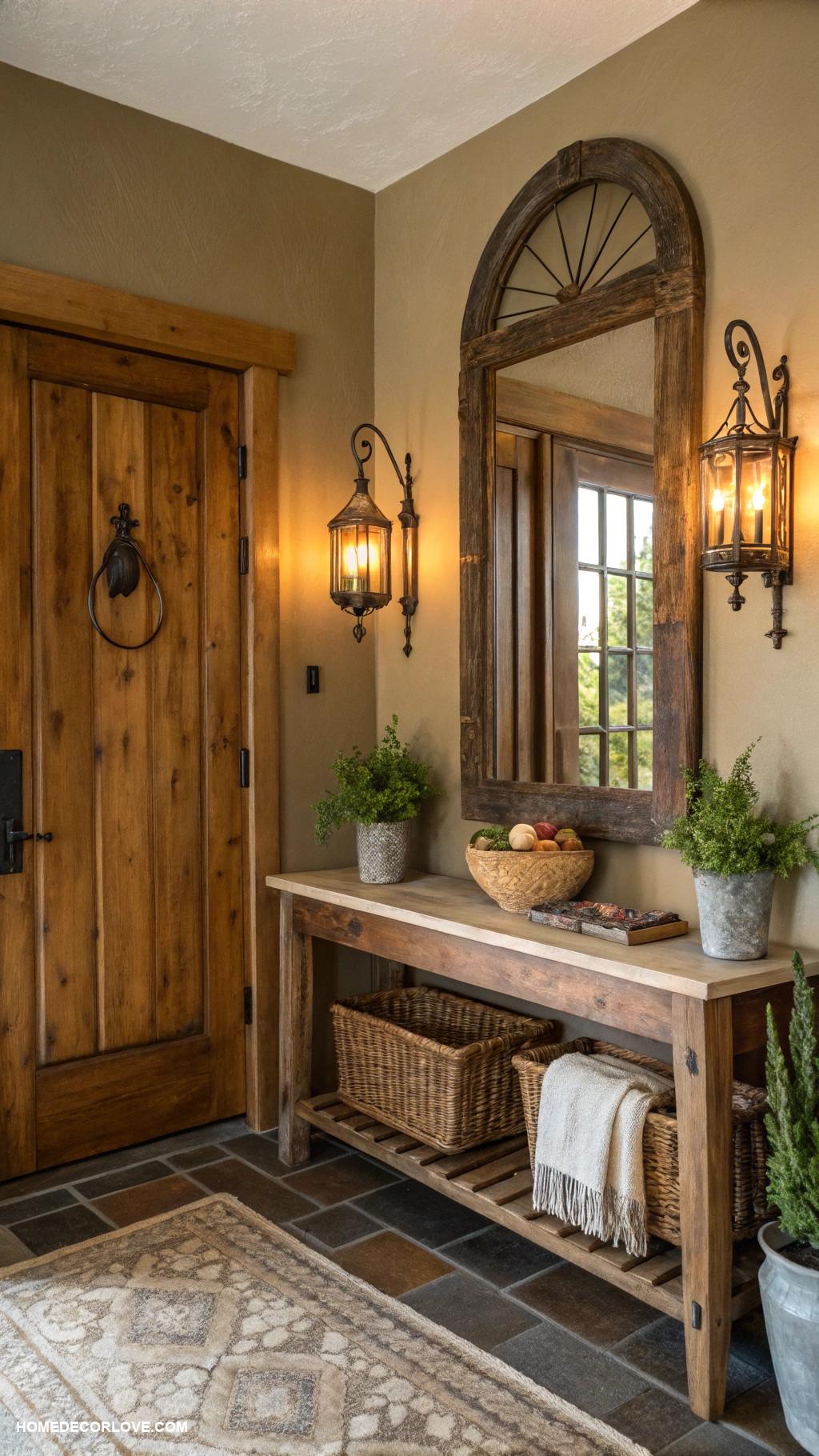entryway lighting ideas Vintage sconces to enhance rustic charm