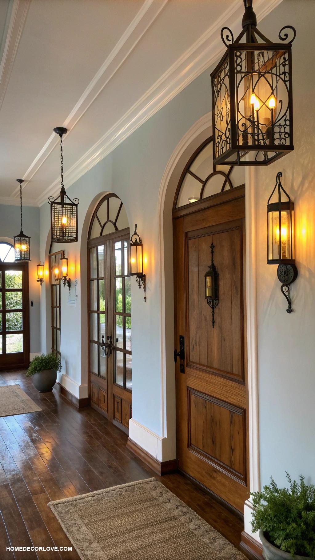 entryway lighting ideas Wall mounted lanterns for cozy ambiance