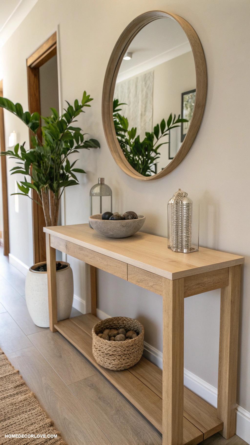 entryway table ideas Minimalist table with a potted plant